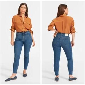 Everlane The Skinny High Rise Ankle Jeans Medium Blue Wash 28 Pocket